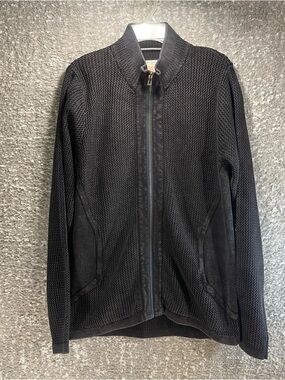 Carbon 2 Cobalt Sweater Medium Men Gray Full Zip Cable Knit Cotton Preppy